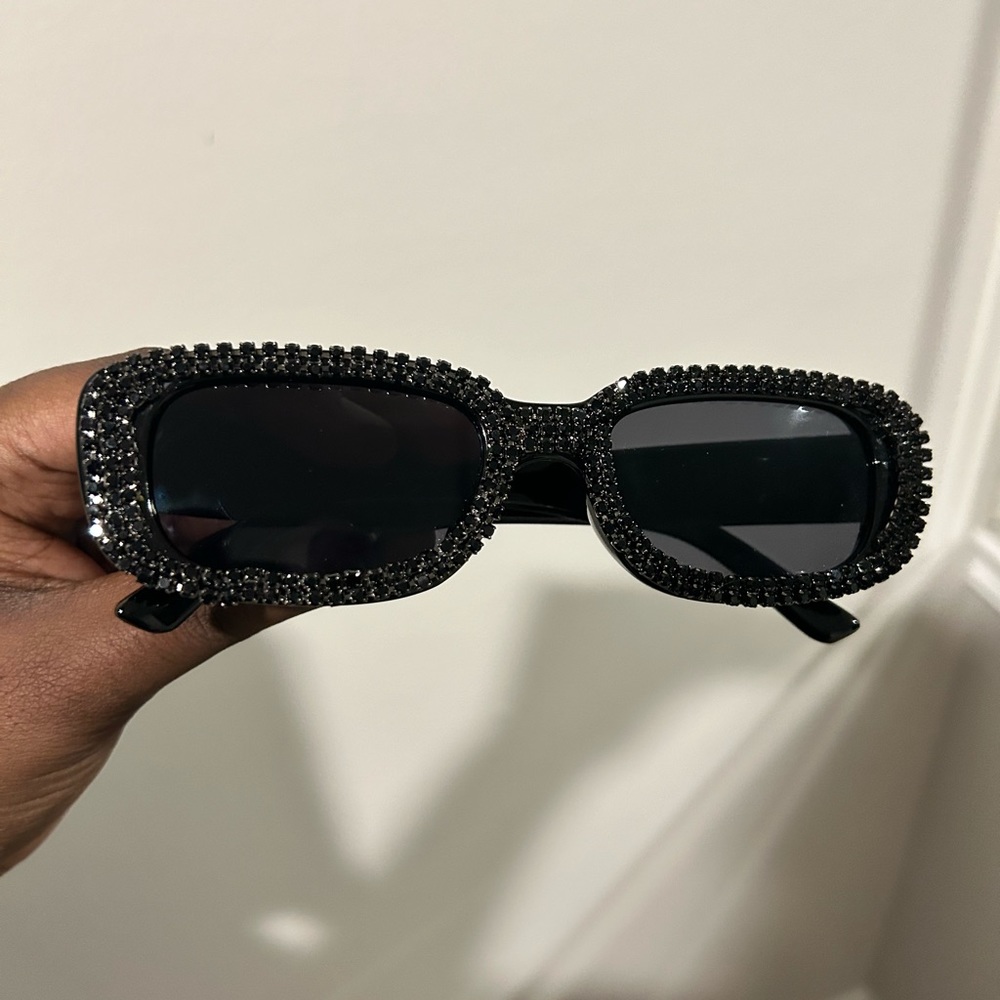 Black Rhinestone Sunglasses - Picture 3 of 5